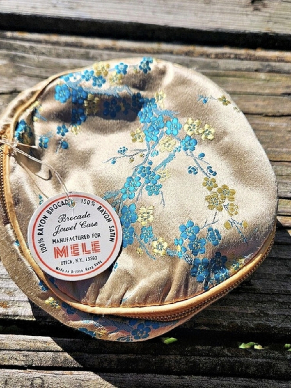 Mele Jewel Case Floral Gold & Blue Cosmetic Case NWT